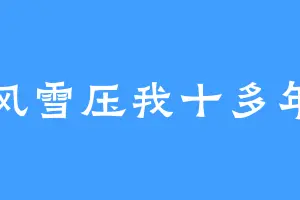 风雪压我十多年