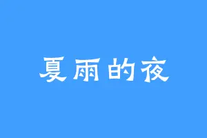 夏雨的夜