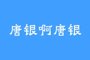 唐银啊唐银