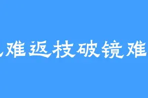落花难返枝破镜难重圆